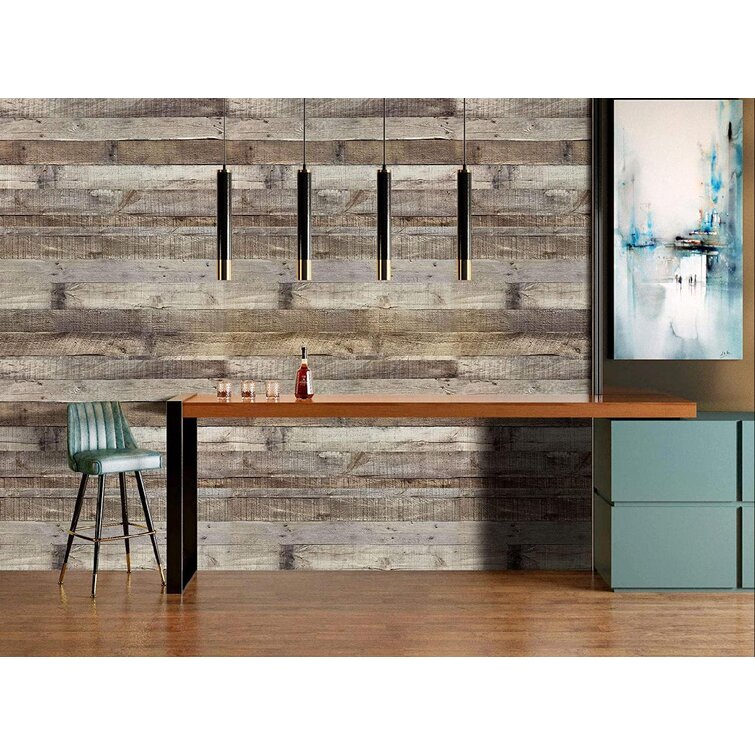 Distressed Wood Wallpaper 17.71Inch X 472.5Inch Faux Wood Plank Wallpaper  Self Adhesive Removable Reclaimed Wood Look Wallpaper Wall Decorative Vinyl  